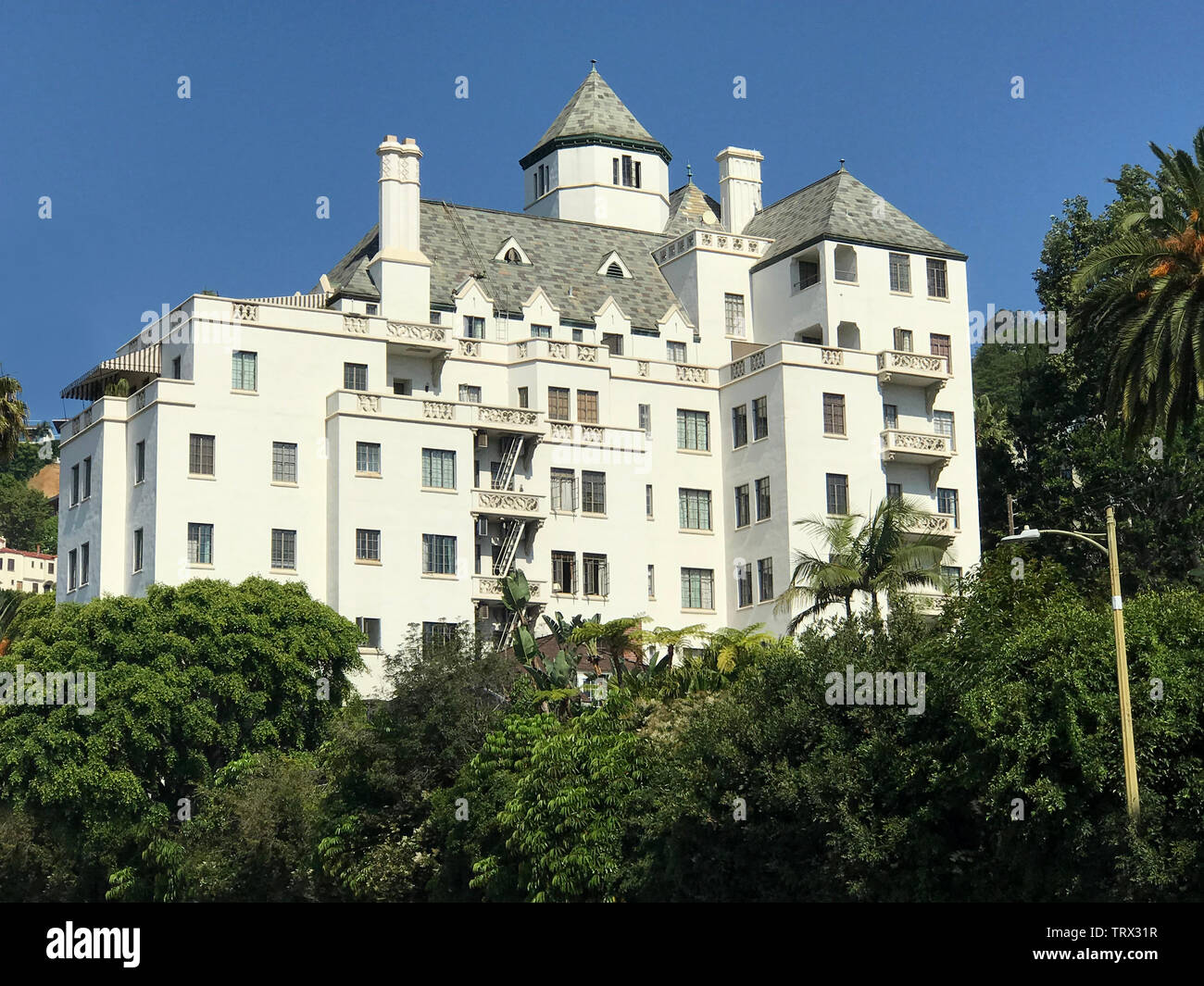 Die historische Chateau Marmont Hotel auf dem Sunset Strip, Los Angeles, CA Stockfoto