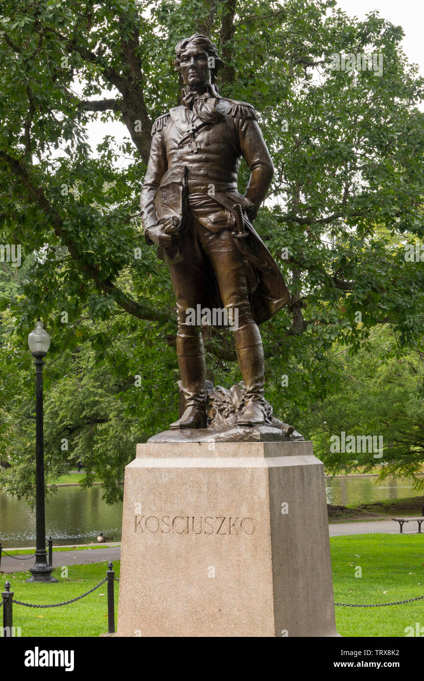 Tadeusz Kosciuszko Statue in Boston Public Garden MA Stockfoto