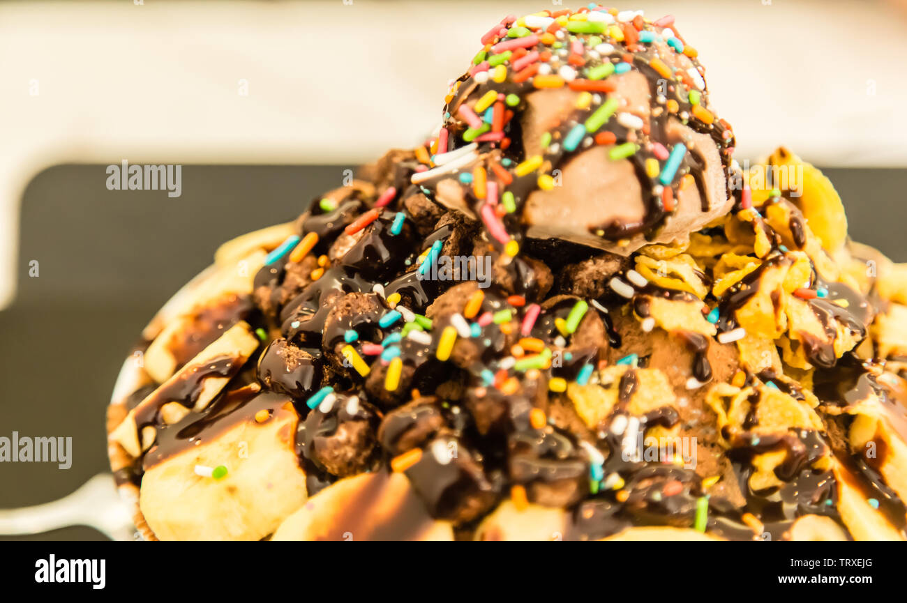 Köstliches Eis Schokolade closeup einstellen Stockfoto