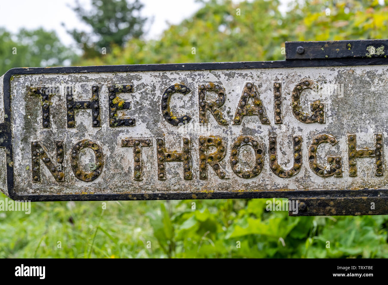 Die Craig, keine Durchgangsstraße zu unterzeichnen. Monmouthshire, Wales. Stockfoto