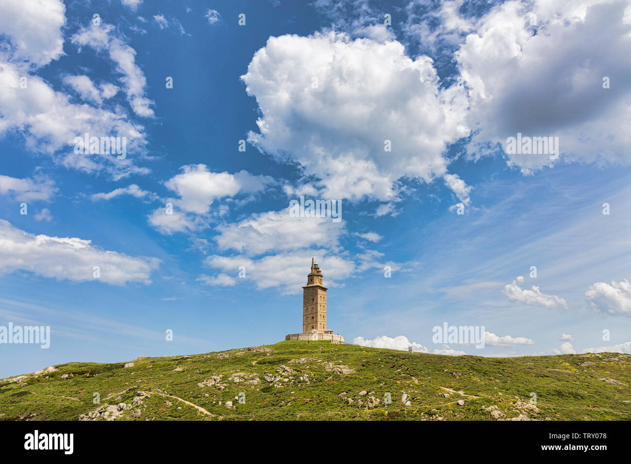 Turm des Herkules, A Coruña, A Coruña, Galizien, Spanien. Der Turm des Herkules, ein UNESCO-Weltkulturerbe, wurde ursprünglich von den Roma gebaut Stockfoto