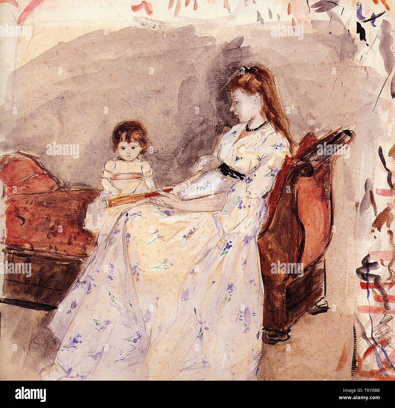 Berthe Morisot - Artist S Schwester Edm mit Ihrer Tochter Jeanne 1872 Stockfoto