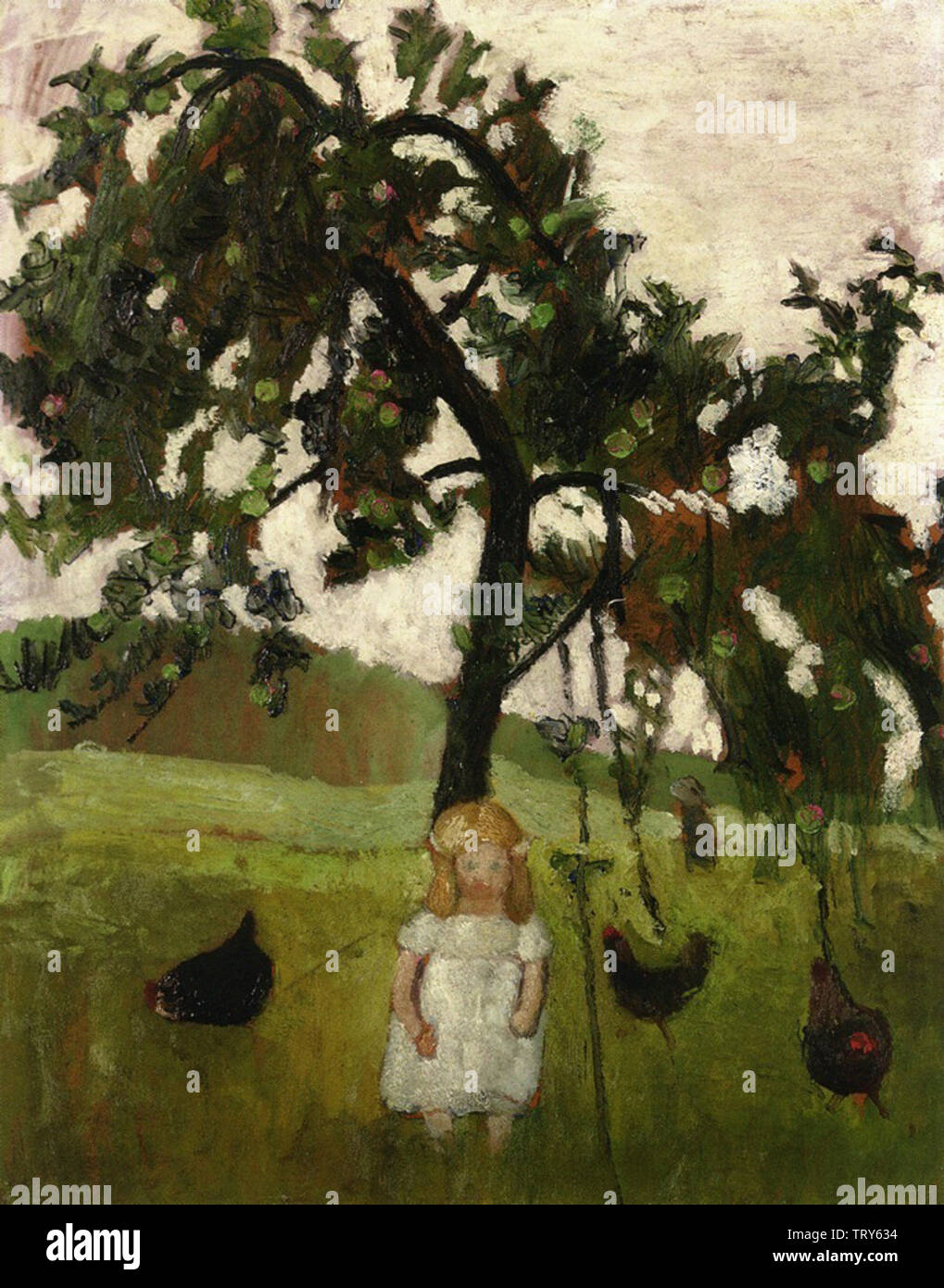 Paula Modersohn-Becker - Elizabeth mit Hennen unter einem Apfelbaum 1902 Stockfoto