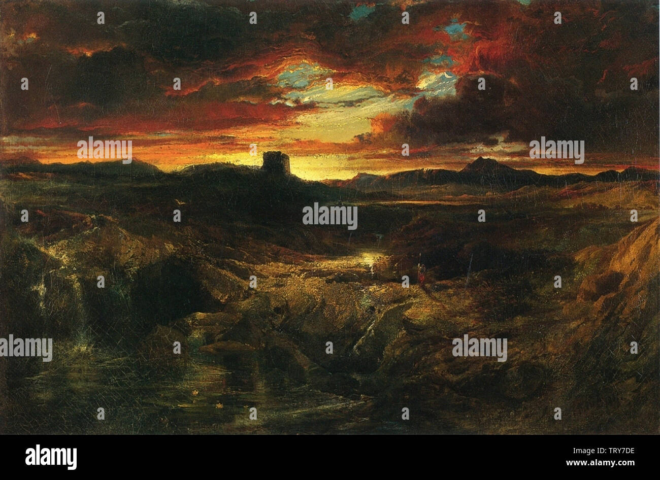 Thomas Moran - Childe Roland Dunklen Turm kam 1859 Stockfoto