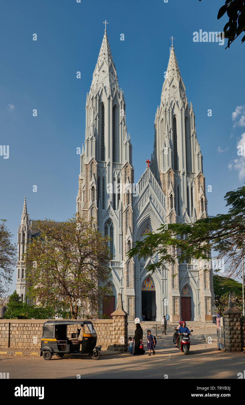 Kathedrale von St. Joseph und St. Philomena, St. Philomena's Church, Mysore, Hassan, Karnataka, Indien Stockfoto