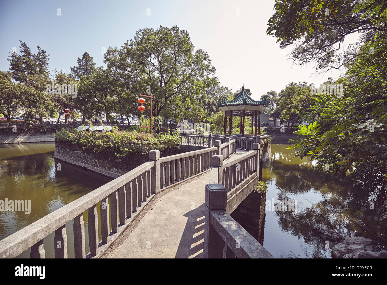 Retro getonten Bild von einem Park in Guilin, China. Stockfoto