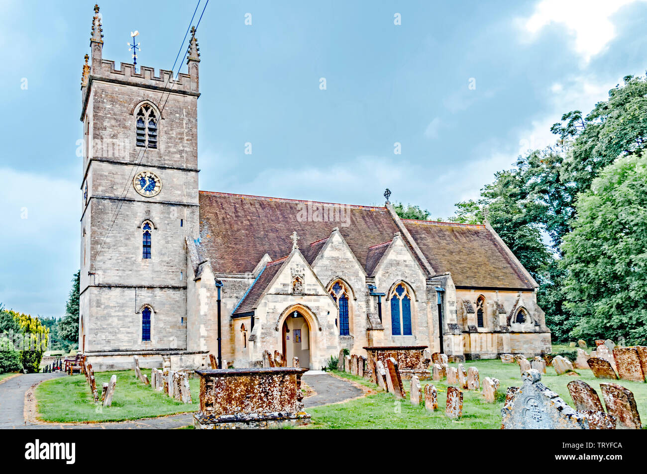 Bladon (Oxfordshire, England): Kirche und Friedhof. Der Churchill-Family Restingplace Stockfoto