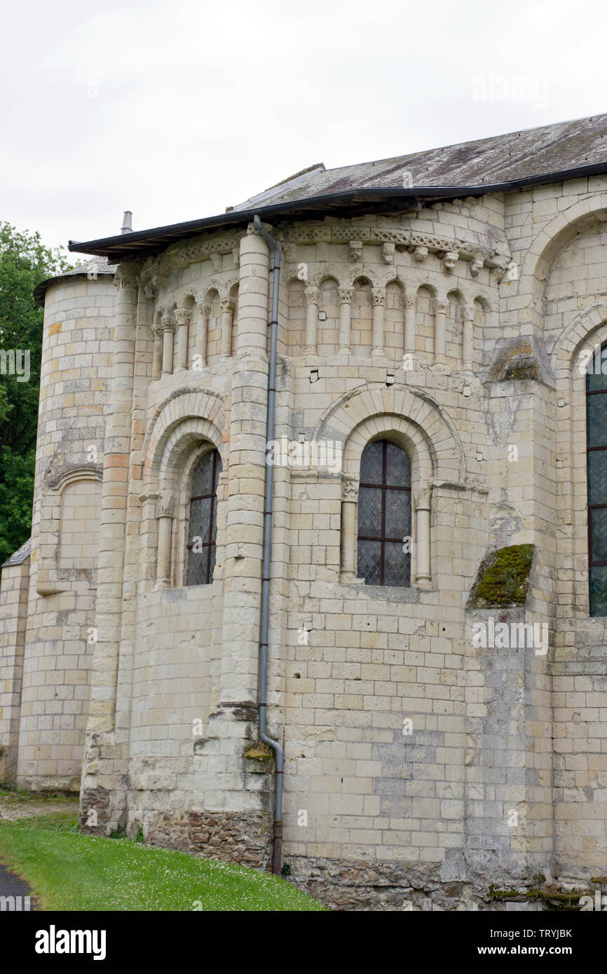 Notre Dame de Cunault außen Detail. Stockfoto