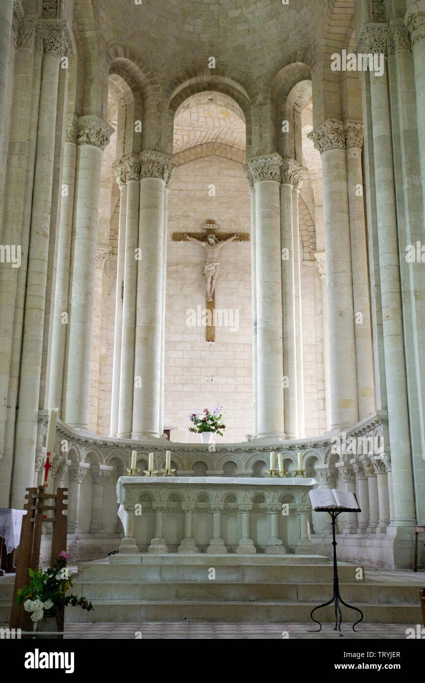 Das kirchenschiff Notre Dame de Cunault Stockfoto