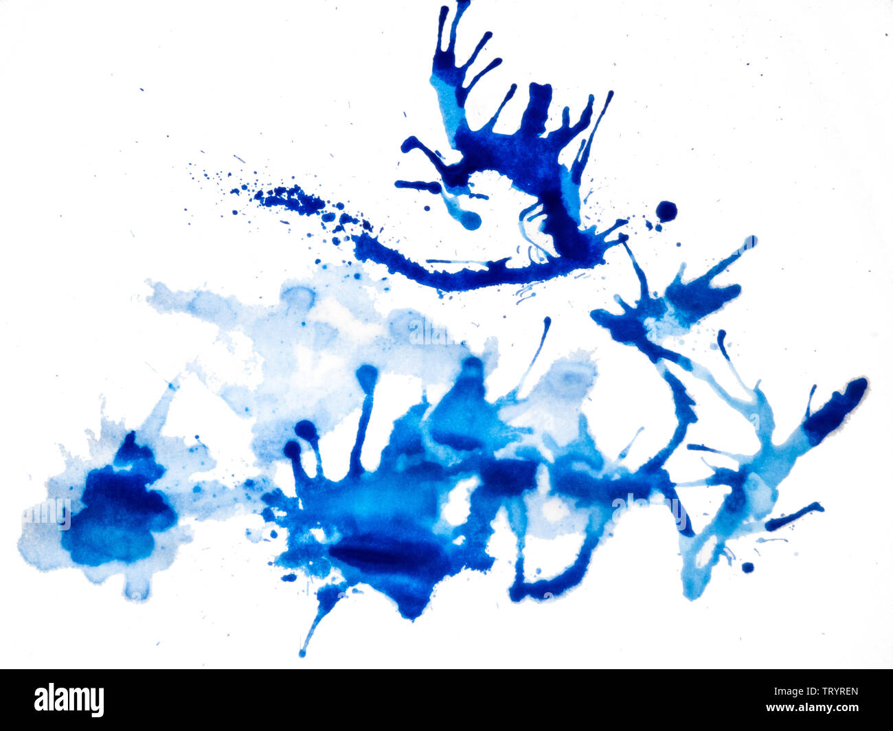 Tinte von einem Stroh auf dem Papier geblasen Stockfoto