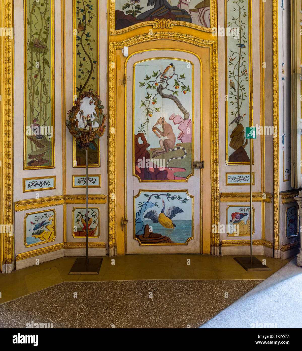 Stupinigi, Italien - 28. Mai 2019: In der Burg von Stupinigi, einem der königlichen Residenzen (Weltkulturerbe) in der Umgebung von Turin. Stockfoto