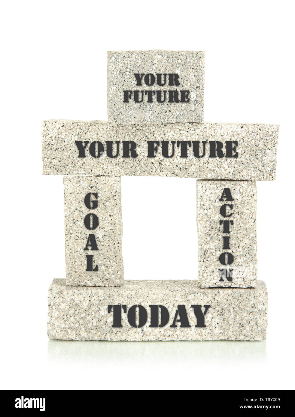 Bausteine der Zukunft auf Weiß isoliert Stockfoto