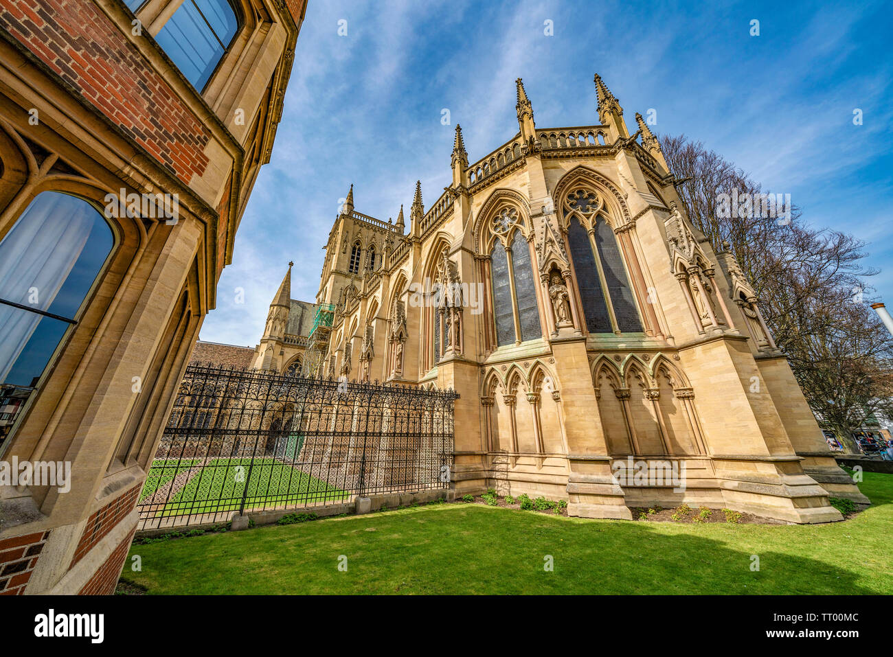 CAMBRIDGE, Großbritannien - 18 April: historische Architektur der berühmten King College Gebäude, ein beliebtes Reiseziel am 18. April 2019 in Stockfoto