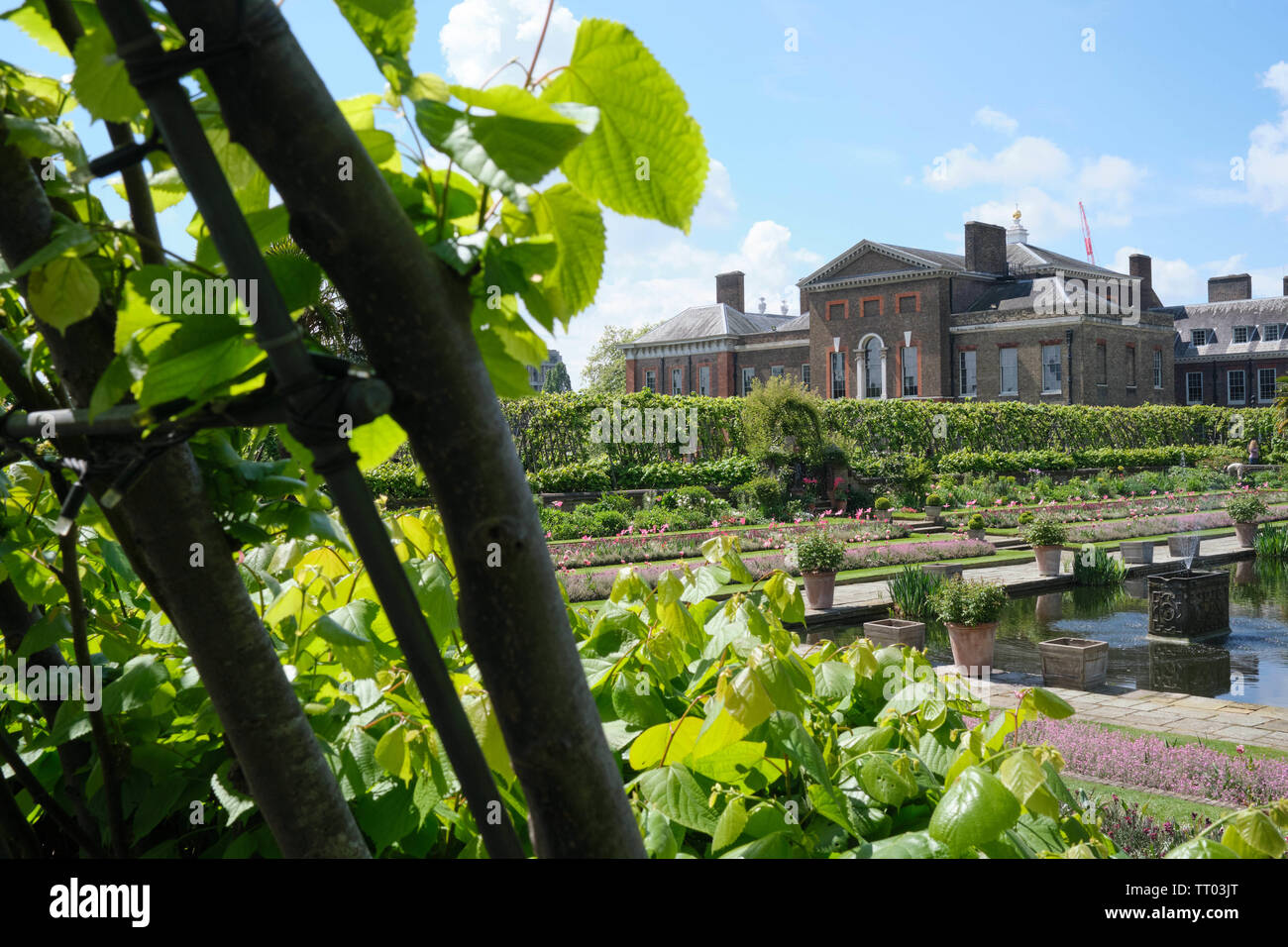 Kensington Palace und der versunkenen Garten, Kensington, London, Großbritannien. Stockfoto