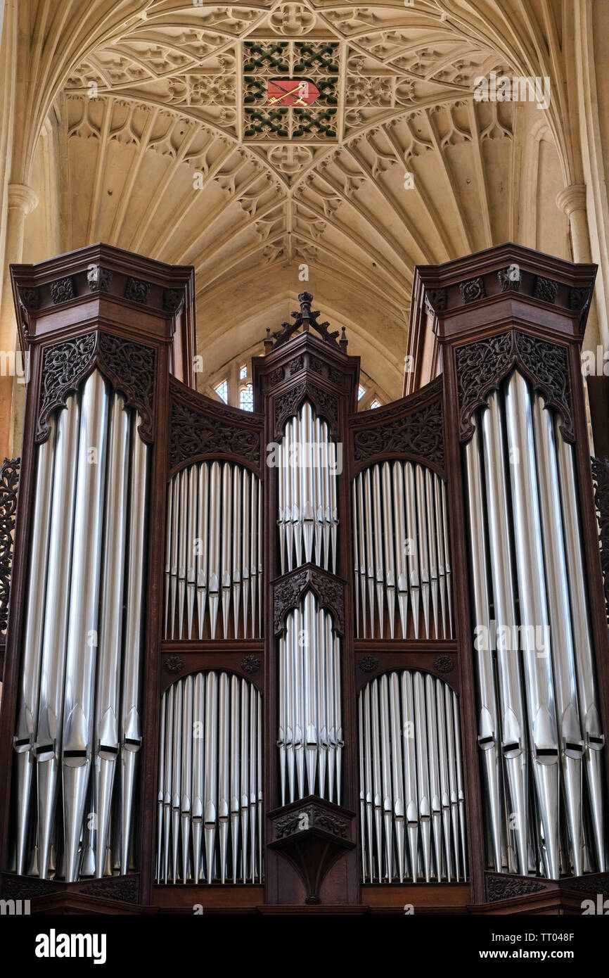 Die Abtei von Bath, Orgel. Bath, England, UK. Stockfoto