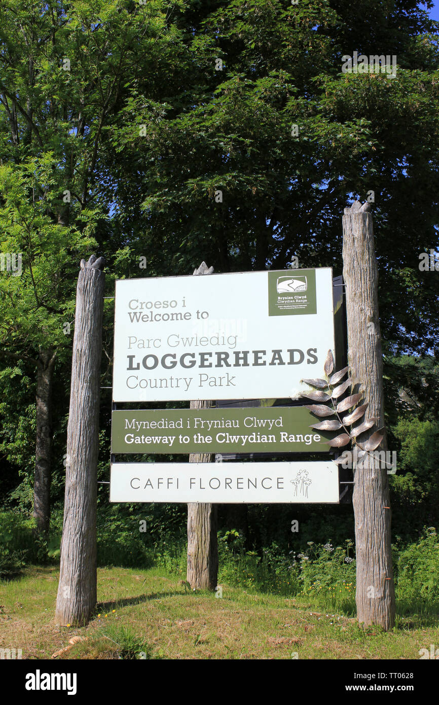 Loggerheads Country Park Anmelden Stockfoto
