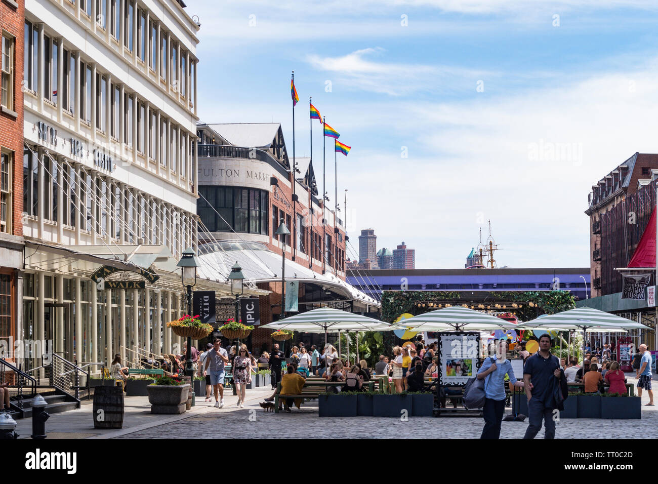 South Street Seaport ist ein historisches Viertel in New York City, USA Stockfoto