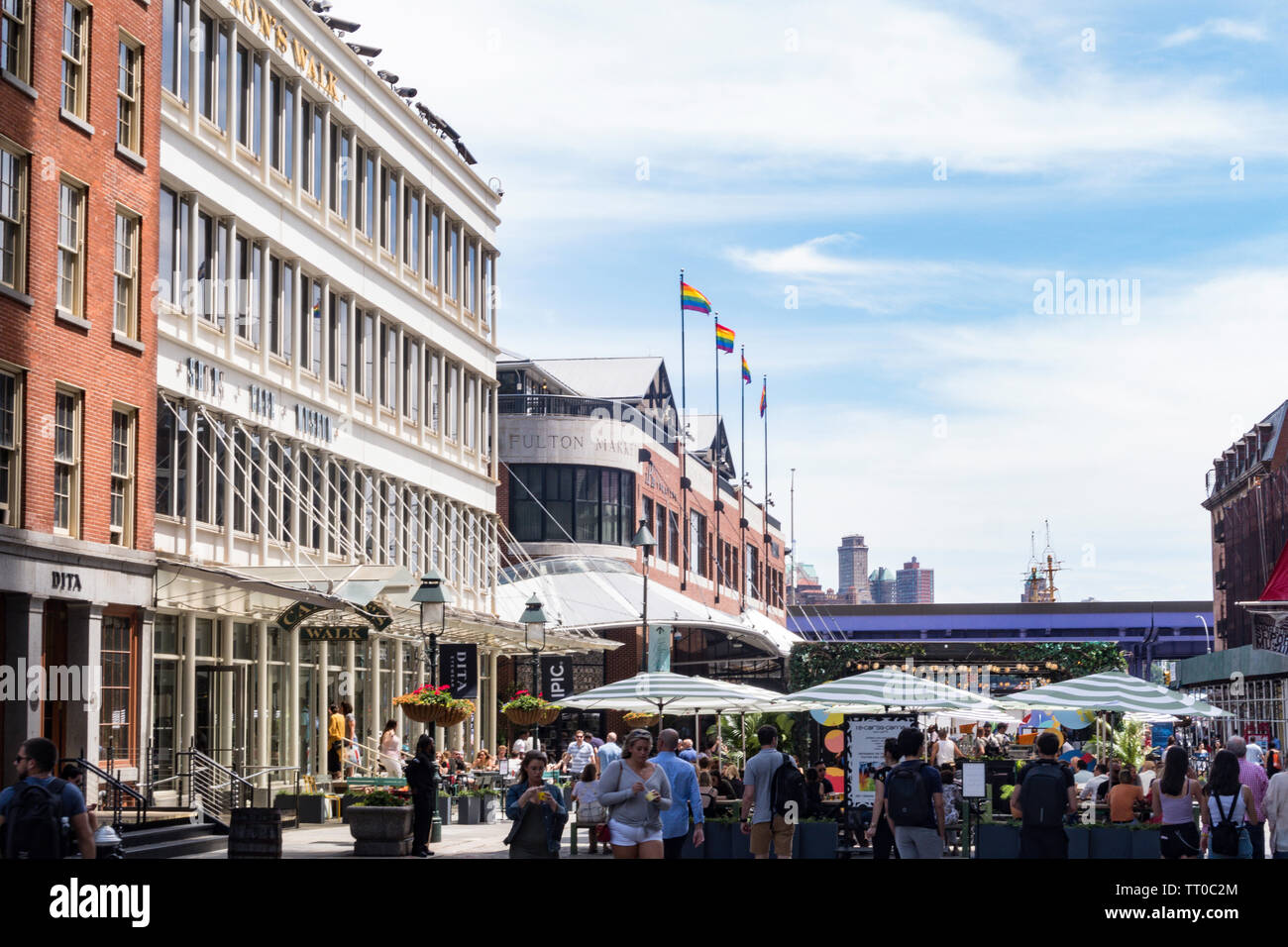 South Street Seaport ist ein historisches Viertel in New York City, USA Stockfoto