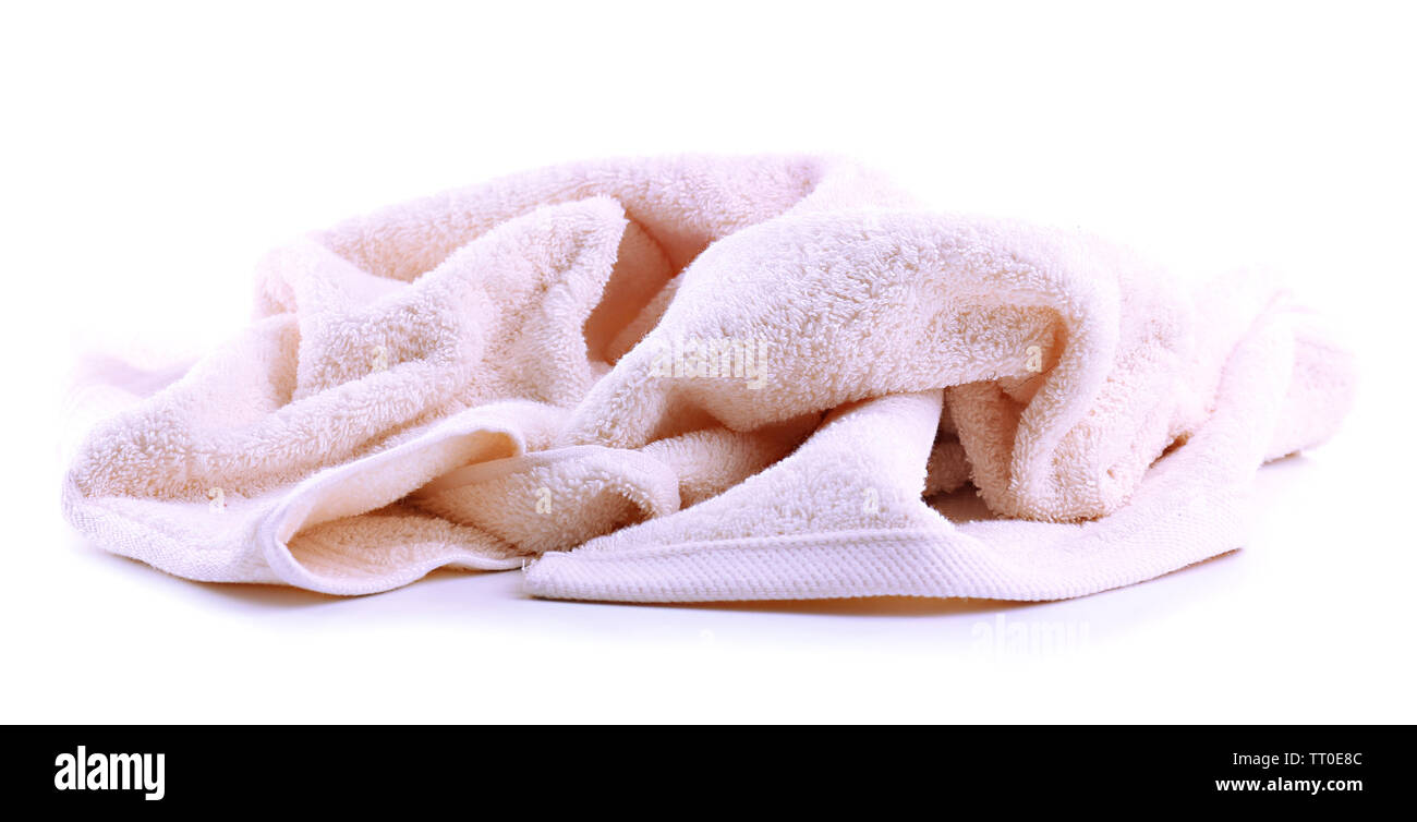 Buntes Handtuch isoliert auf weißem Stockfoto