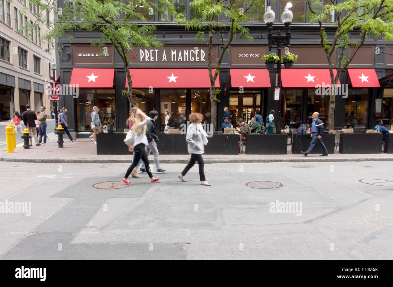 Pret a Manger Restaurant Cafe auf der Straße in Boston, Massachusetts Stockfoto