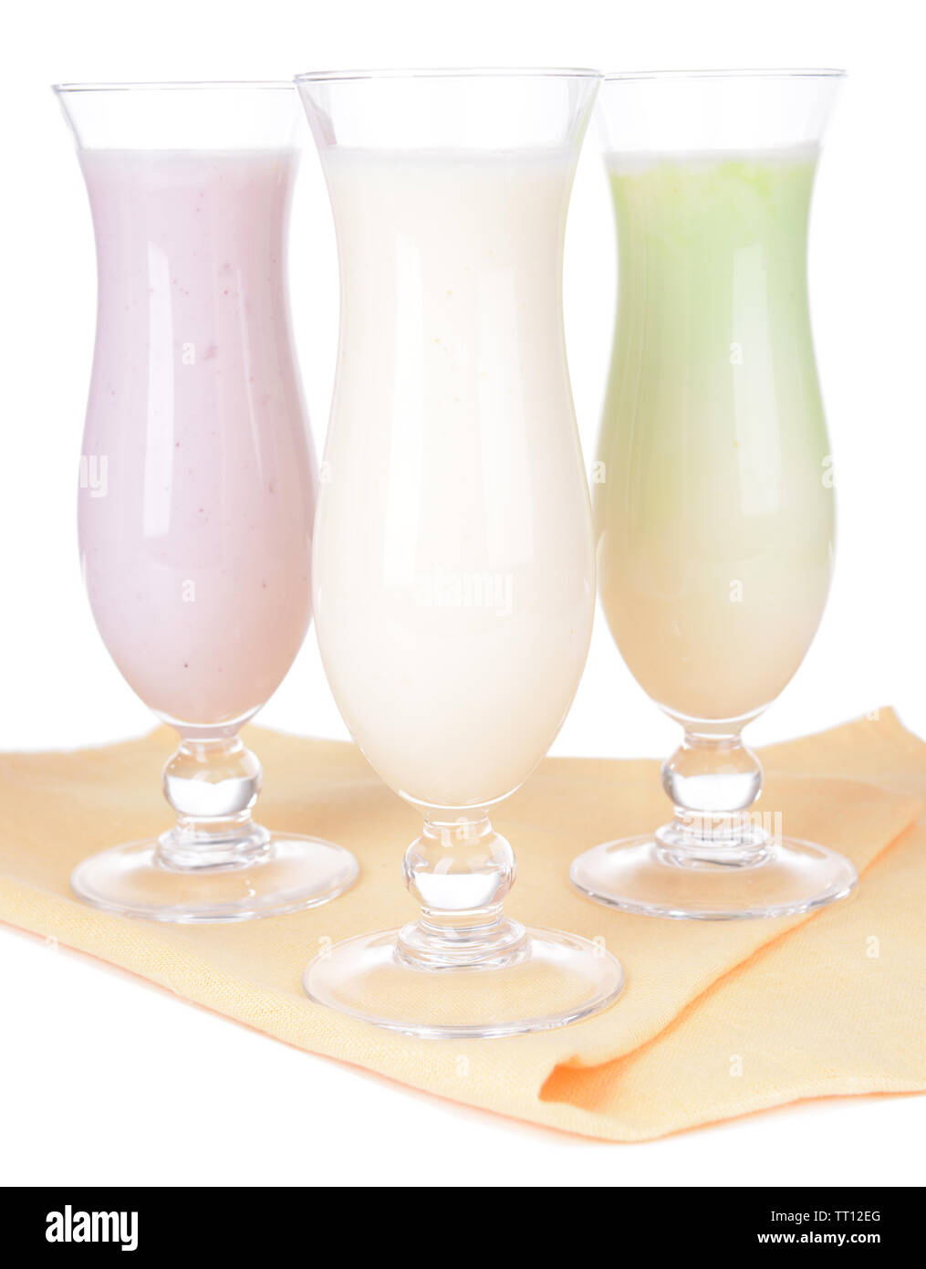 Milchshakes auf Weiß isoliert Stockfoto