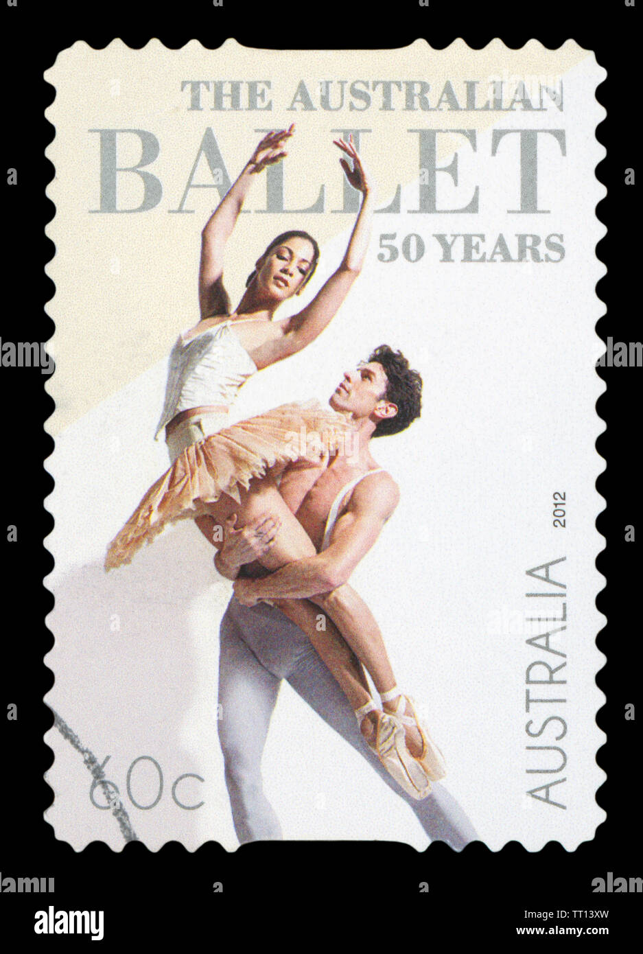 Australien - ca. 2012: Eine gebrauchte Briefmarke aus Australien, 50. Jahrestag des Australian Ballet, ca. 2012. Stockfoto