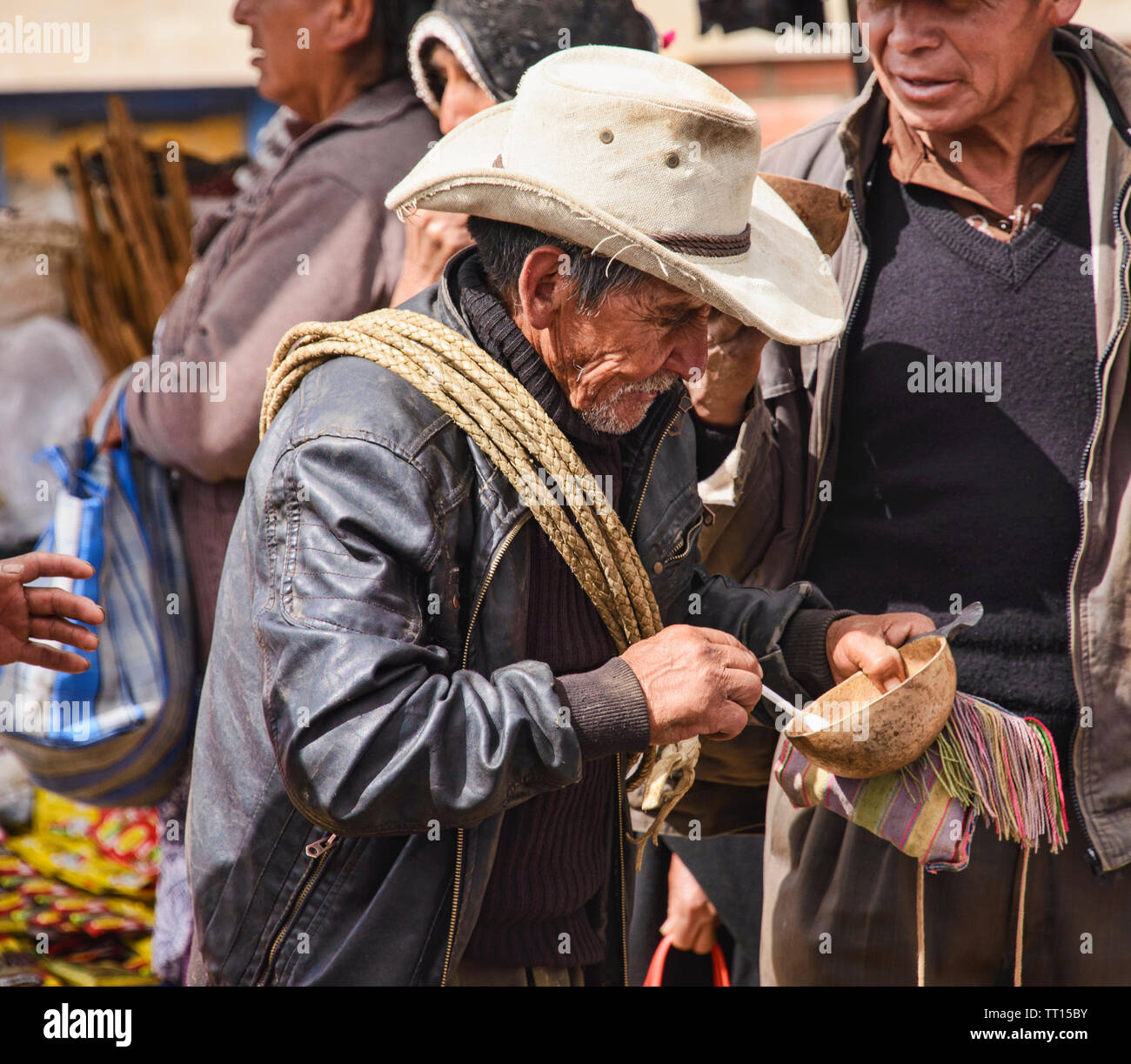 Szenen aus dem Sonntag Markt in Tarabuco, Bolivien Stockfoto