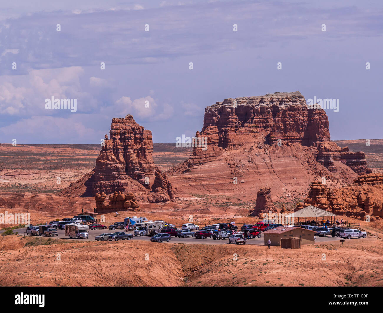 Aussichtspunkt Parkplatz, Goblin Valley State Park, Hanksville, Utah. Stockfoto