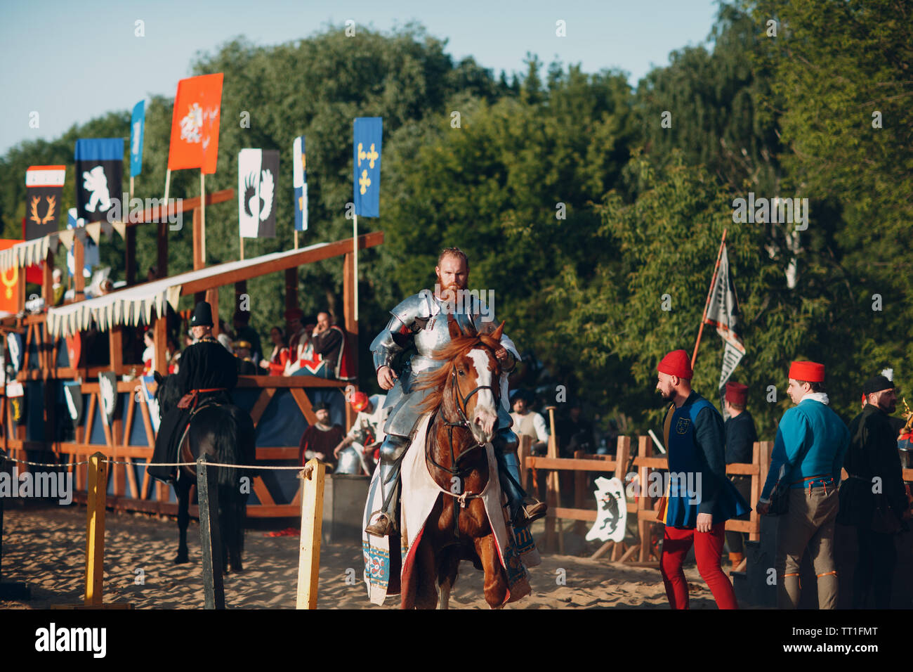 Ritter zu Pferd in die mittelalterlichen Ritter Turnier. Stockfoto