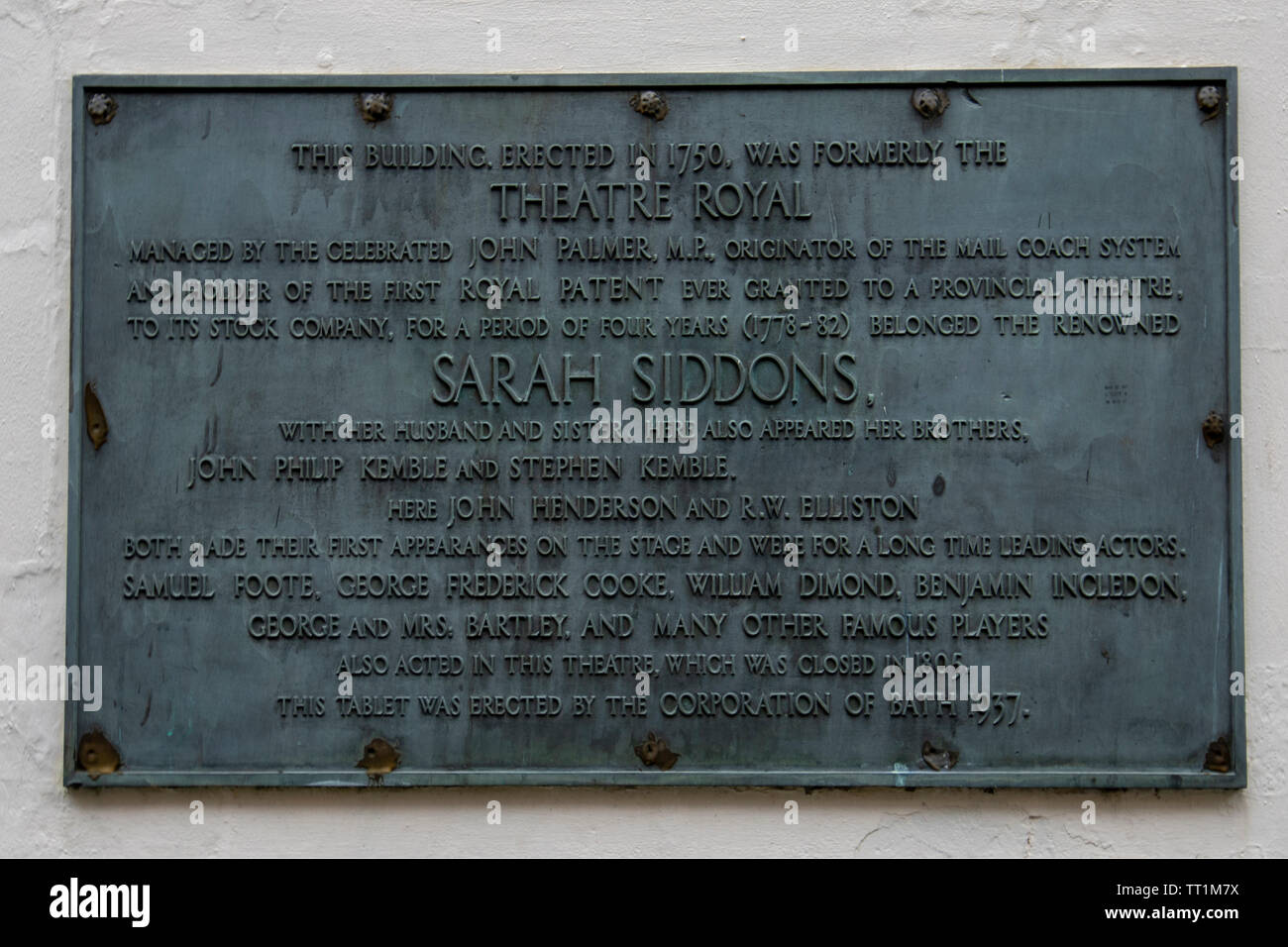 Wall Plaque auf der Masonic Hall in Old Orchard Street, Bath Stockfoto
