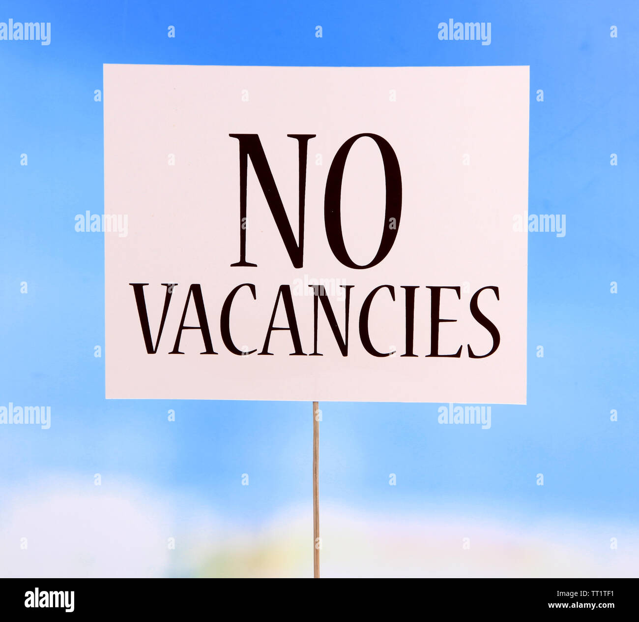 Typenschild mit Beschriftung keine Stellenangebote auf hellen Hintergrund Stockfoto