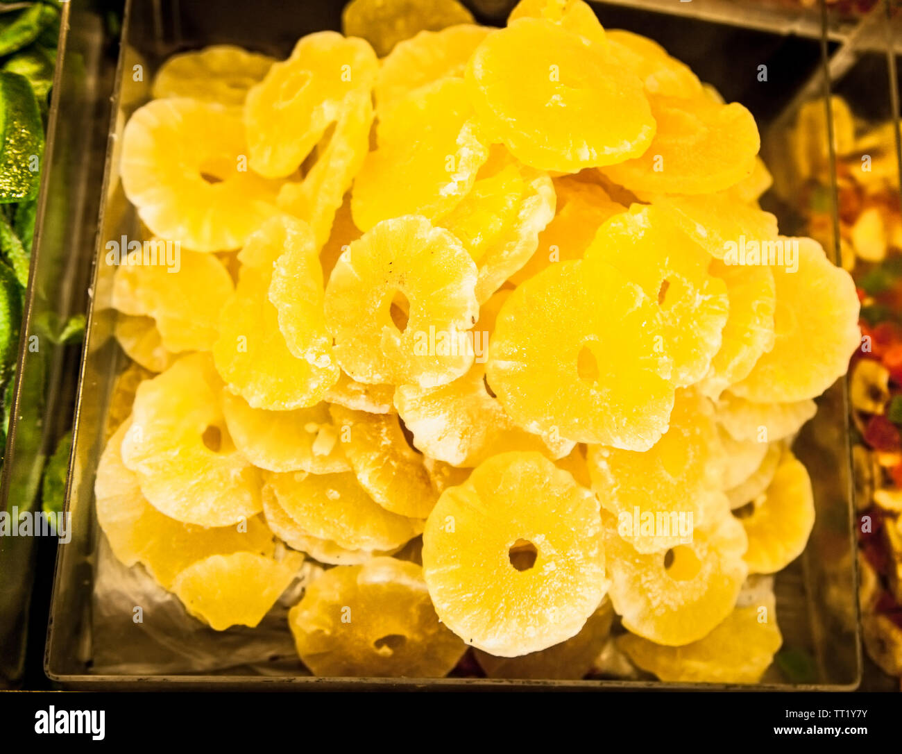 Getrocknet und kandierte Ananas, an der Börse, Buenos Aires, Argentinien. Stockfoto