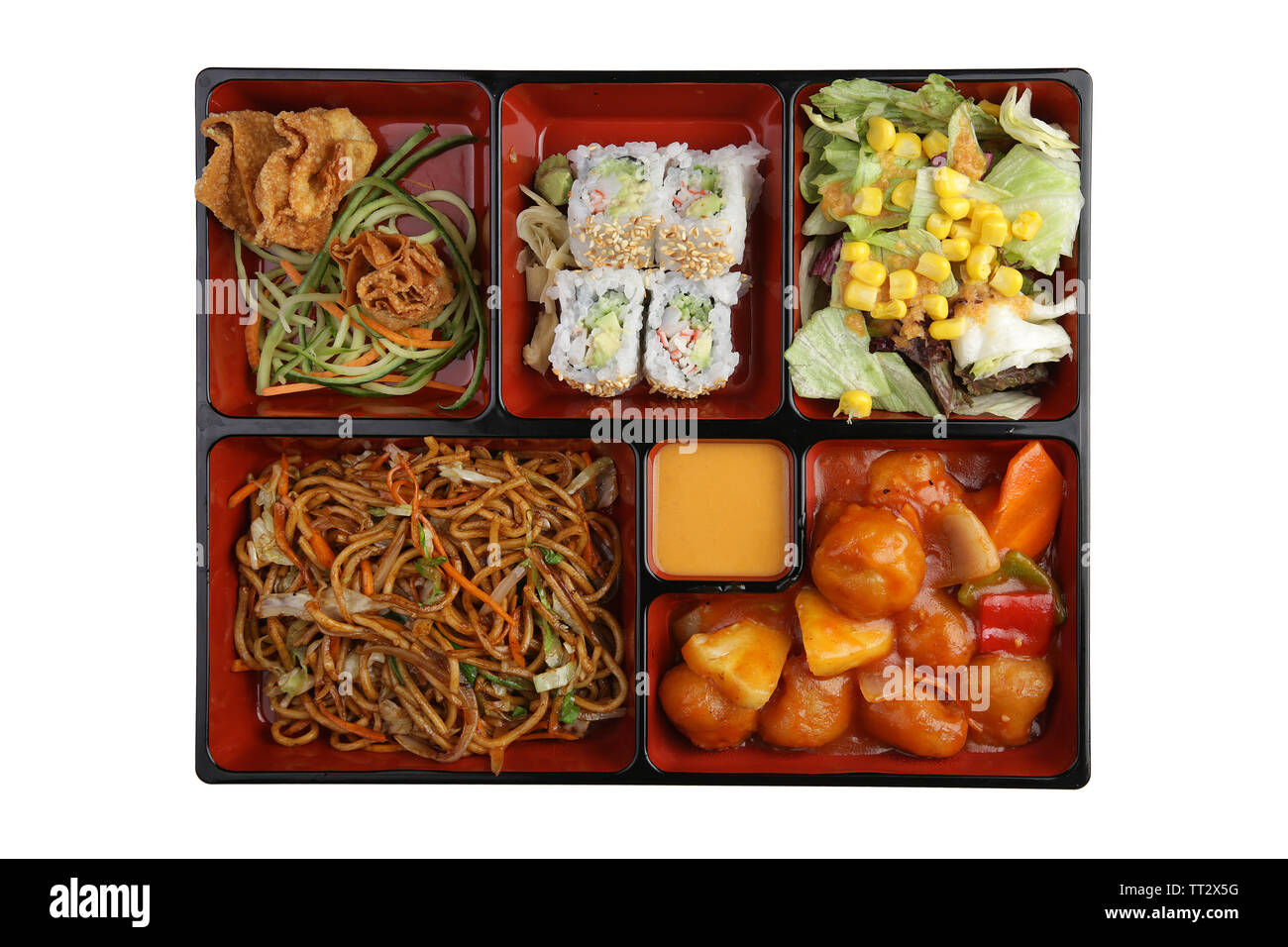 Japanische asiatische chinesische Küche mit Sushi Stockfoto