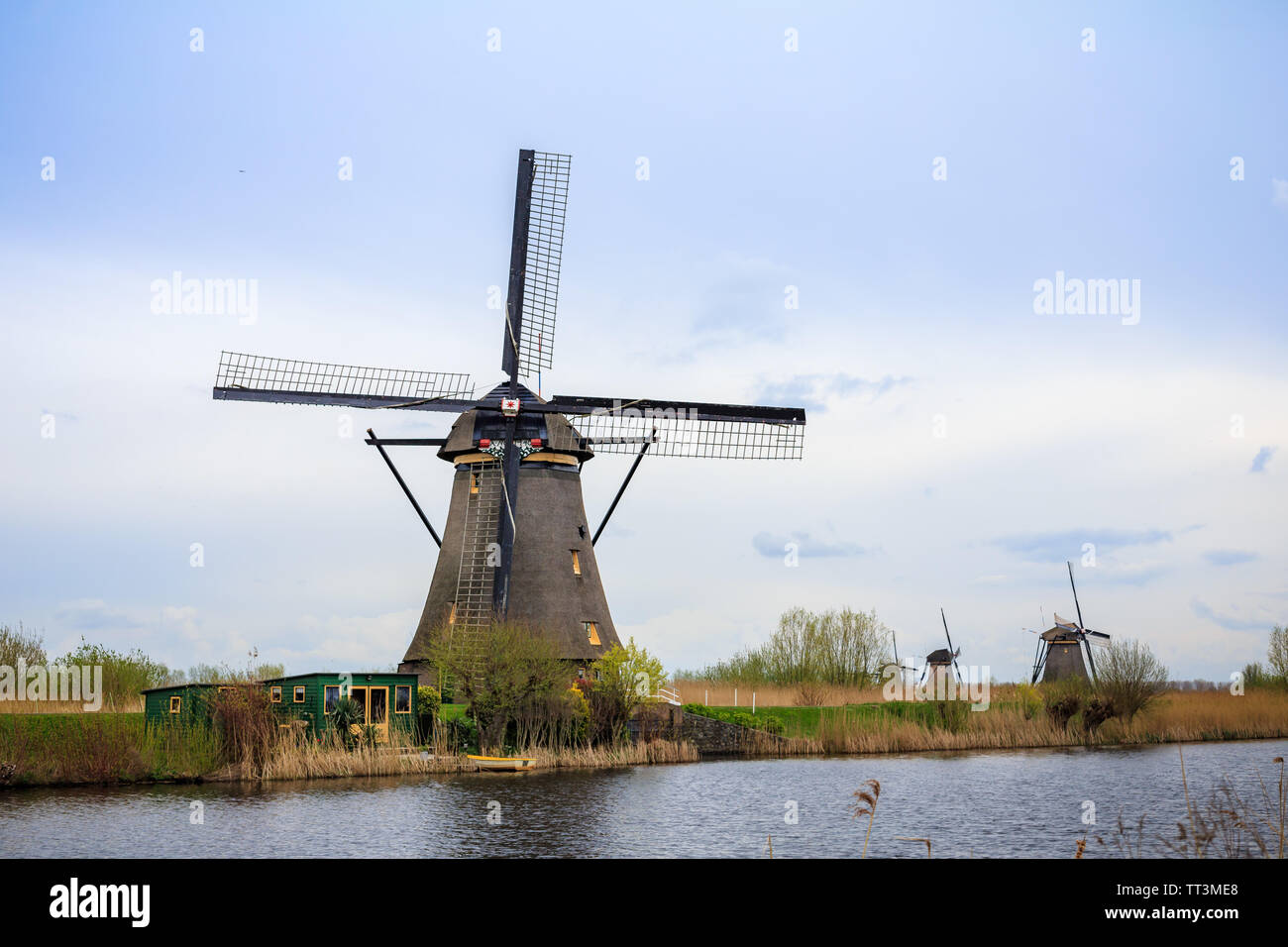 Unesco Welterbe; die Windmühlen von Kinderdijk, Niederlande Stockfoto