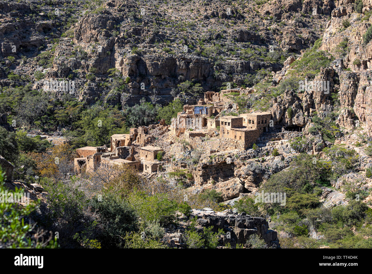 Al Sogara Dorf Carved In Berg in Oman Stockfoto