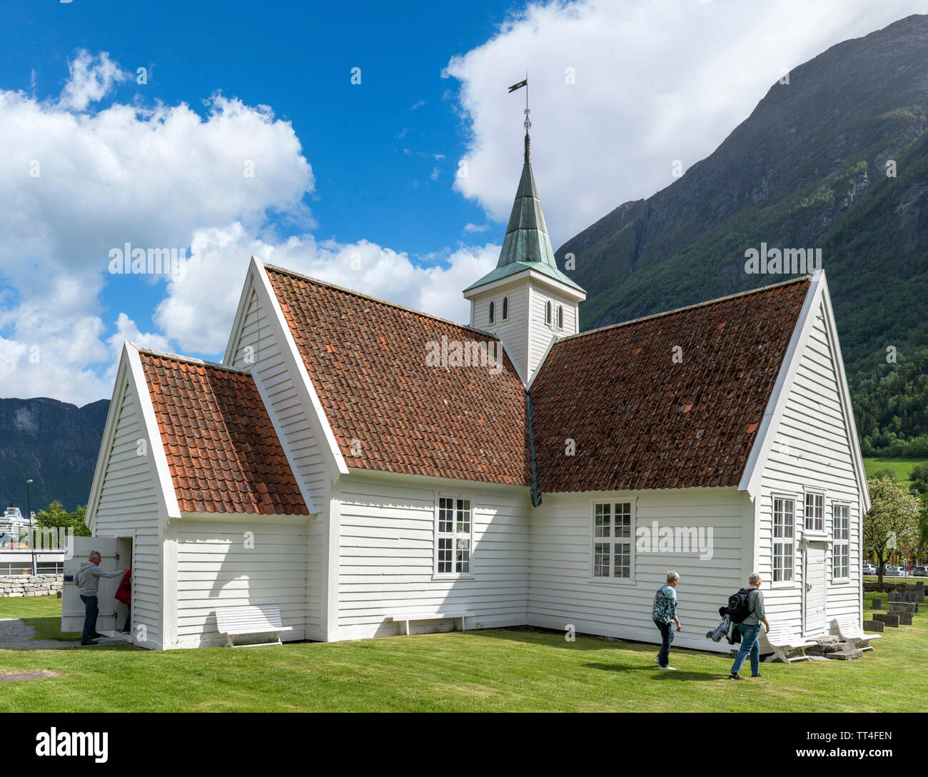 Die alte Kirche, 1759 erbaut, Olden, Stryn, Sogn og Fjordane, Norwegen Stockfoto