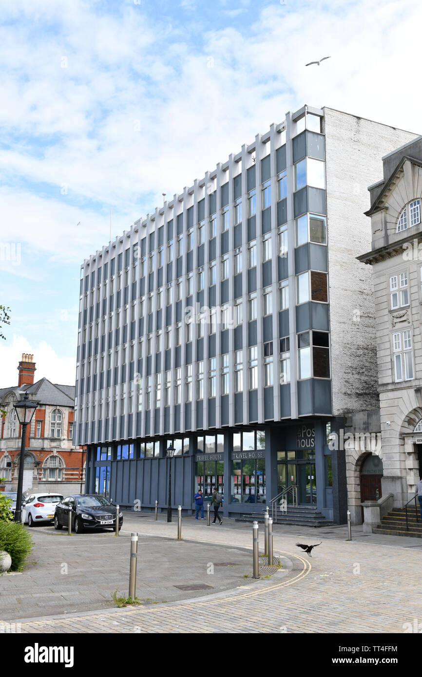 Swansea, 9. Juni 2019 Swansea bestand Bilder. Die alte Evening Post Gebäude, jetzt die Post. Stockfoto
