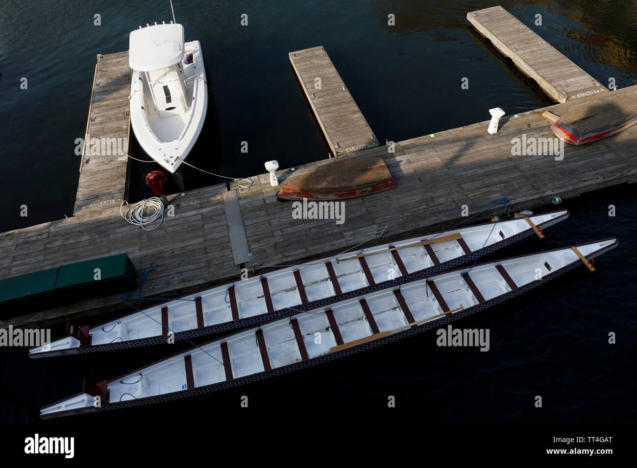 Grafische Darstellung von oben der Boote bei einem Dock, Sea Port District, Boston, Massachusetts, USA Stockfoto