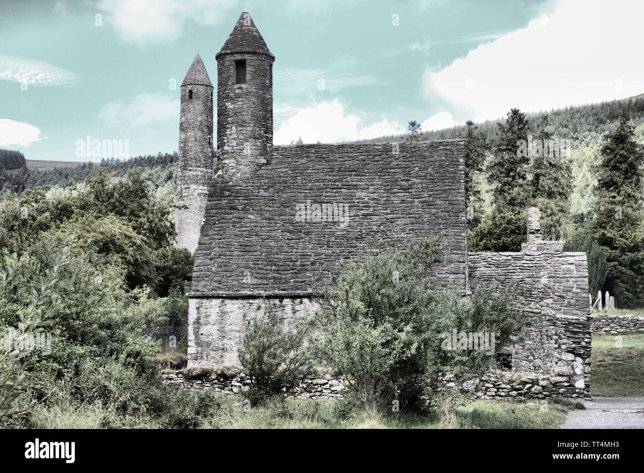 Der heilige Kevin Kirche in Glendalough, Irland Stockfoto