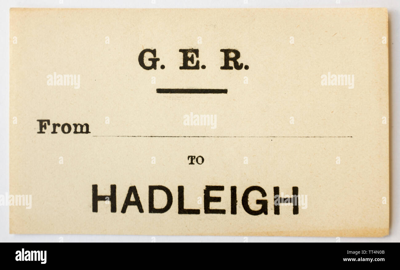 Vintage Great Eastern Railway Gepackanhanger Zu Hadleigh Stockfotografie Alamy