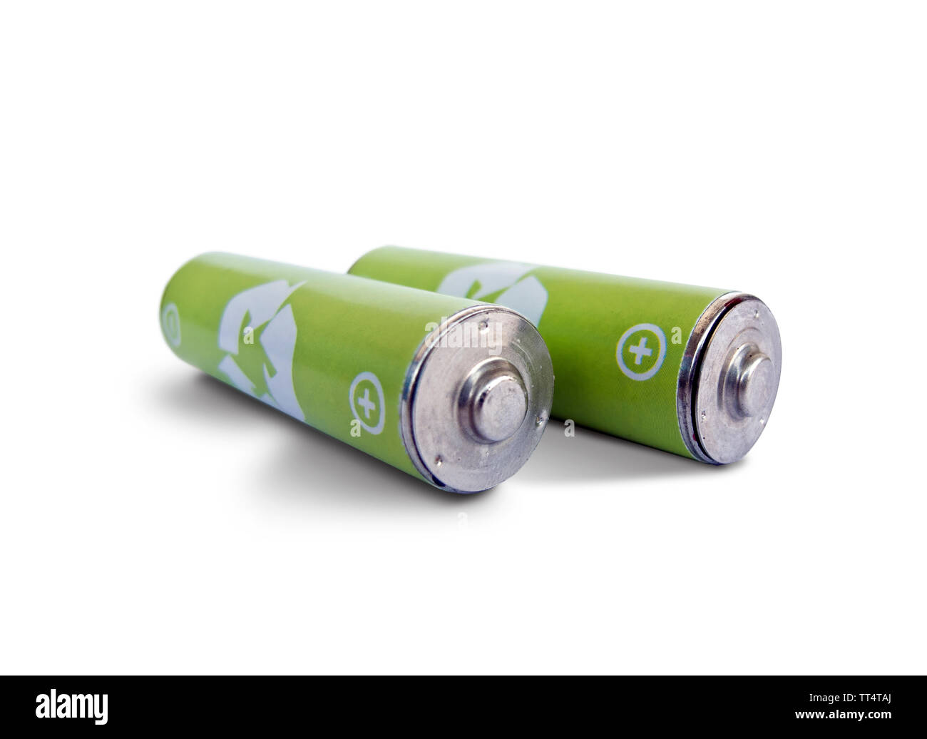 Batterien isoliert auf weißem Stockfoto