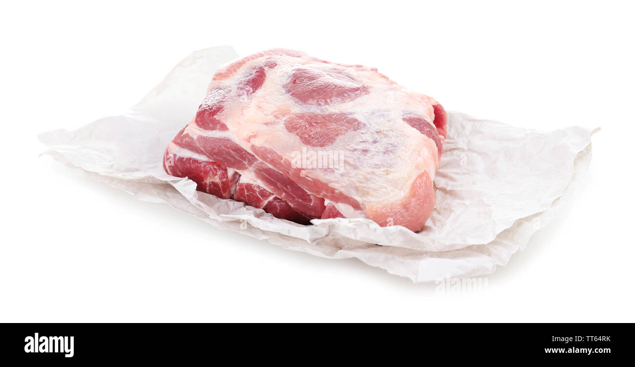 Rohes Fleisch isoliert auf weißem Stockfoto