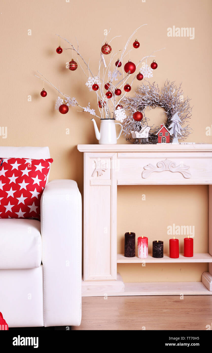 Gemütliche Weihnachten Home Interior Stockfoto