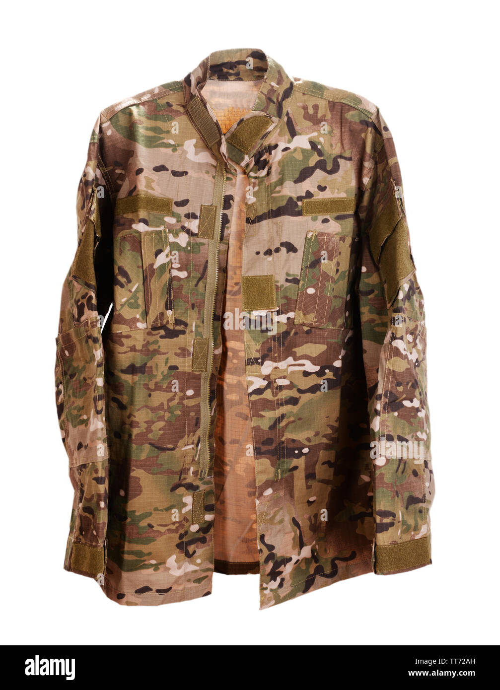 Uniformen khaki isoliert auf weißem Stockfoto