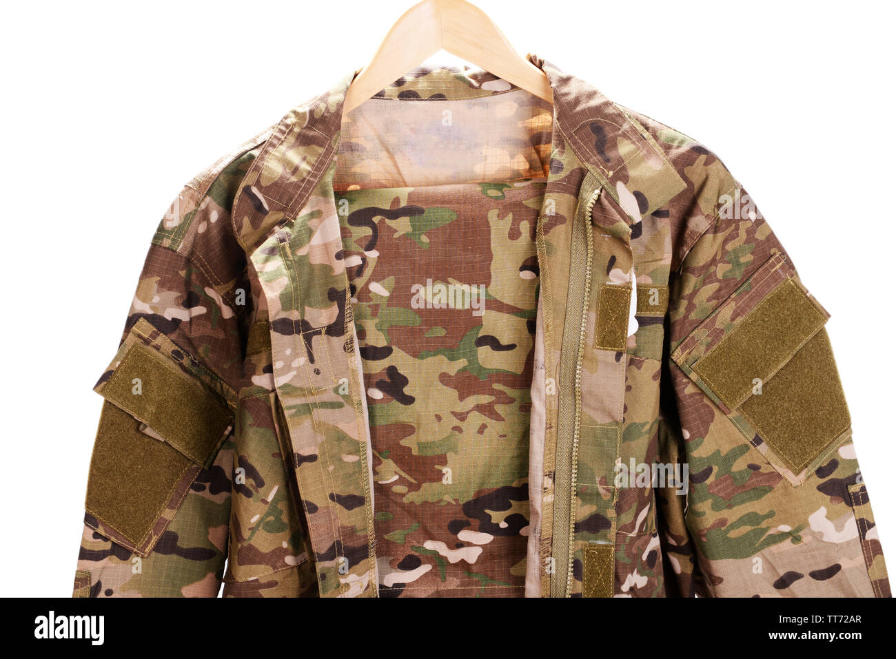Uniformen khaki isoliert auf weißem Stockfoto
