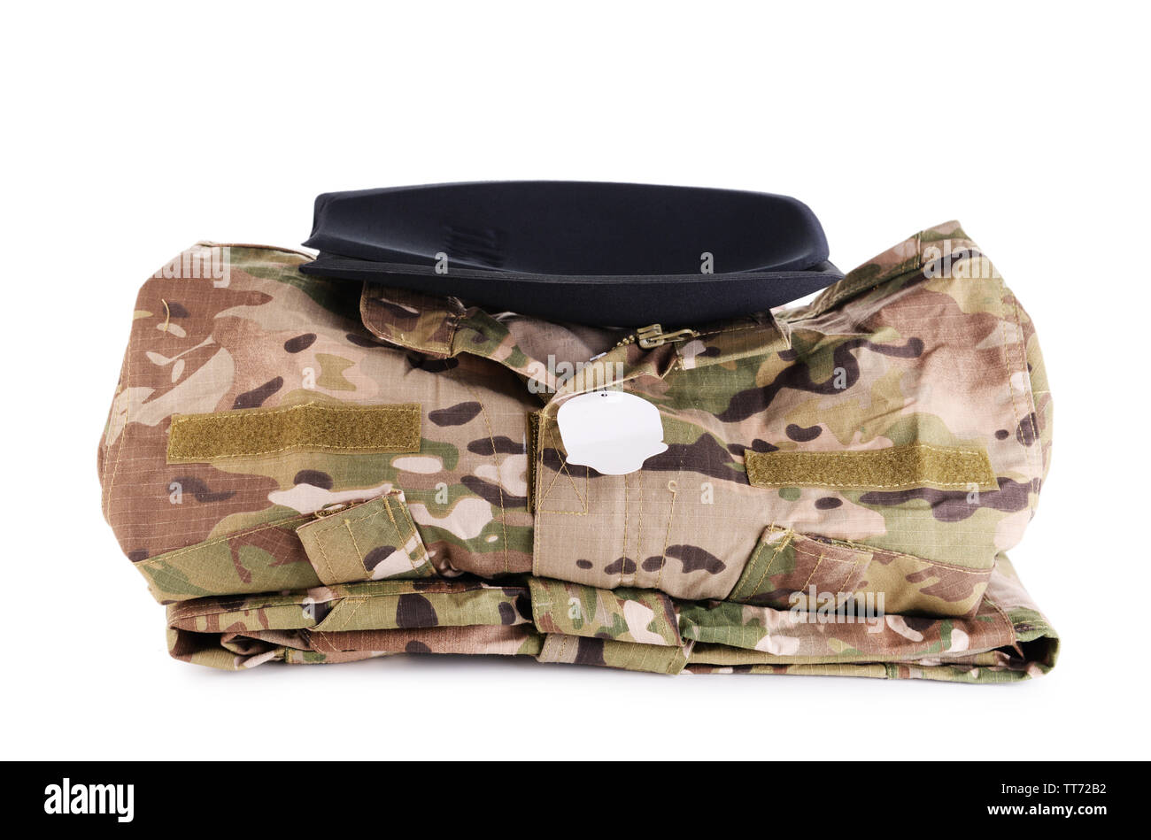 Uniformen khaki isoliert auf weißem Stockfoto