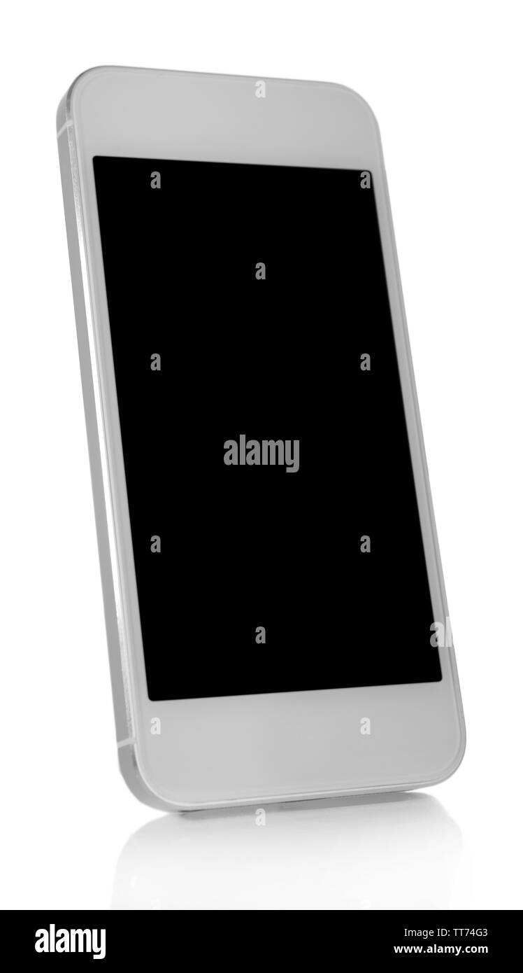 Smart Phone isoliert auf weißem Stockfoto