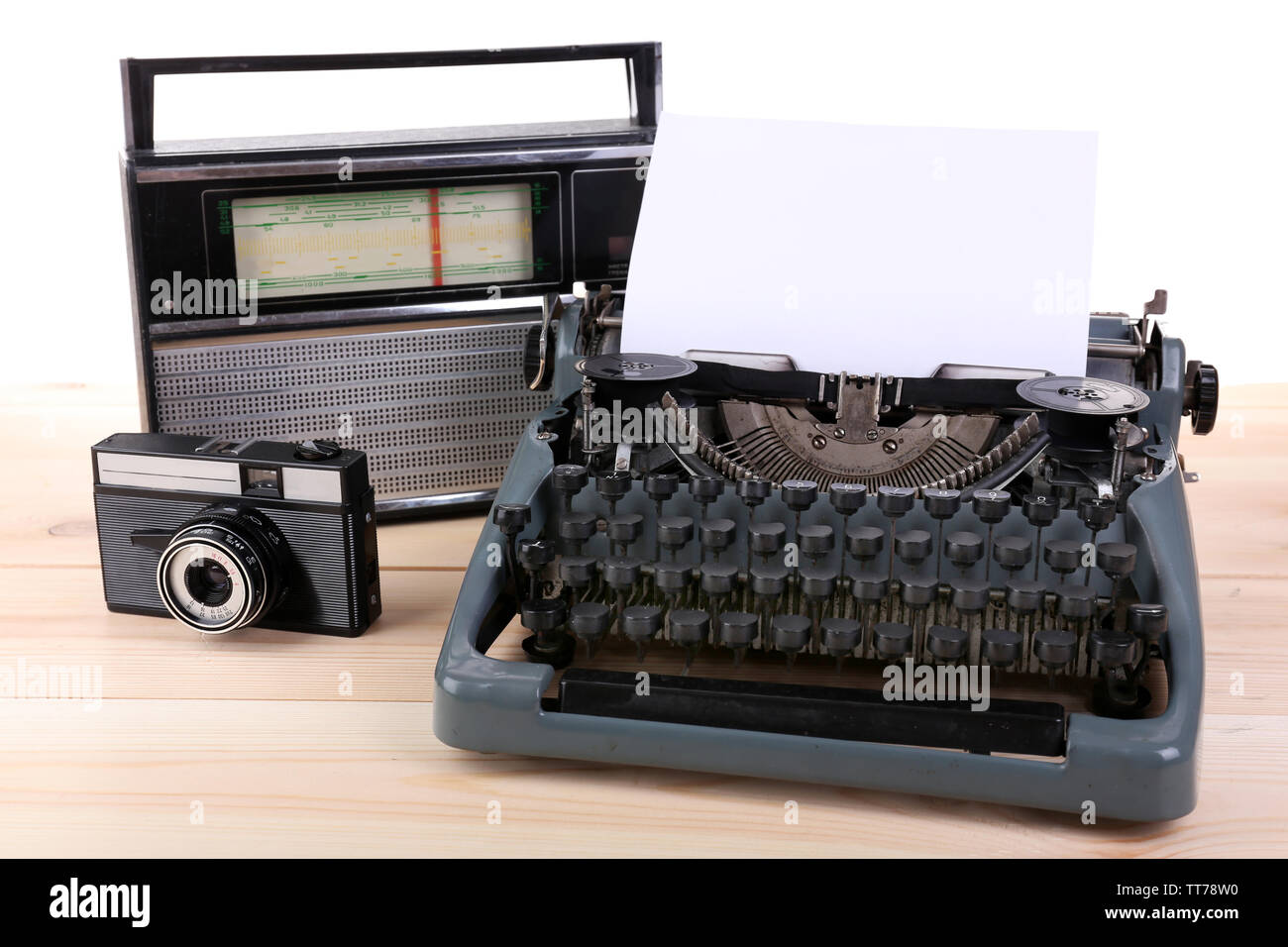 Antike Schreibmaschine. Vintage Schreibmaschine Maschine auf Tisch Stockfoto