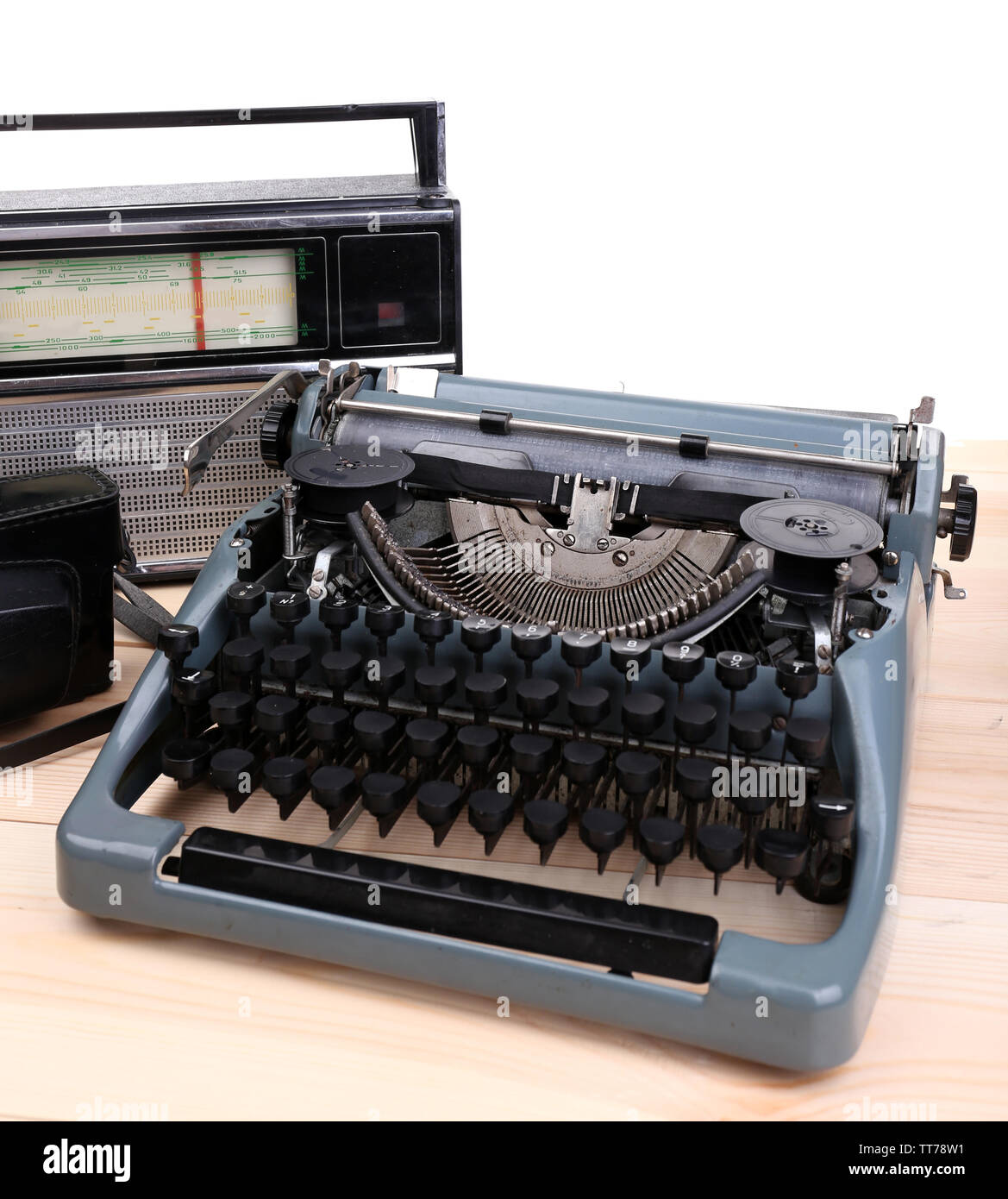 Antike Schreibmaschine. Vintage Schreibmaschine Maschine auf Tisch Stockfoto