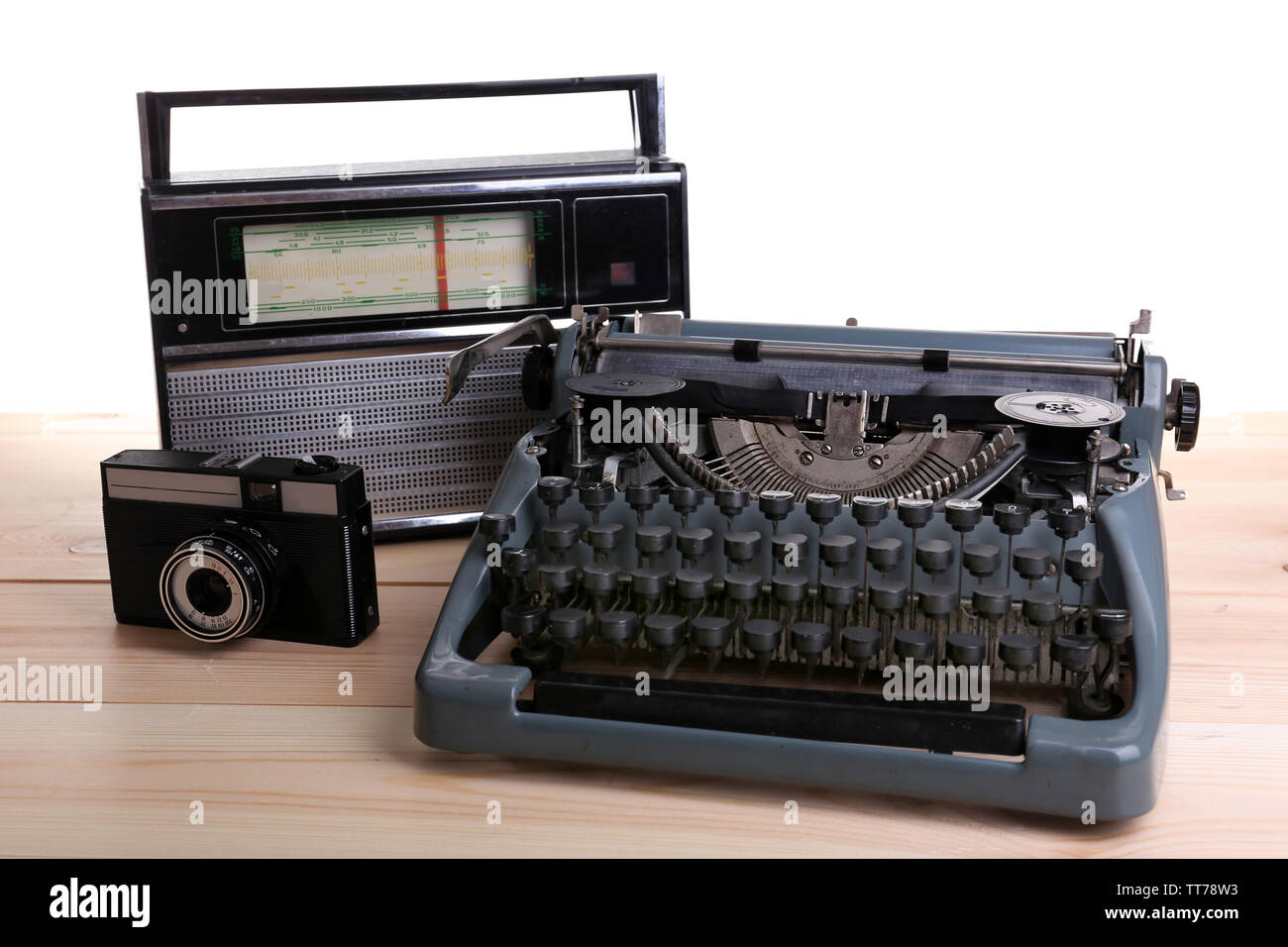 Antike Schreibmaschine. Vintage Schreibmaschine Maschine auf Tisch Stockfoto